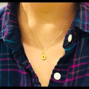 Real 18K Gold Necklace w/ 24K Gold Round Pendant
